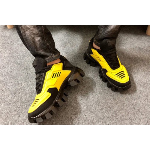 Prada 2EG293 Cloudbust Thunder knit sneakers Yellow Fabric