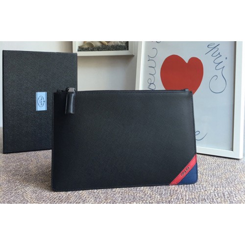 Prada 2NG005 Saffiano Leather Clutch in Black Leather