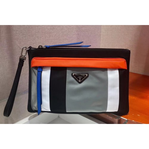 Prada 2NH007 Nylon pouch Black White Orange Gray Nylon Prada 2NH007 Nylon pouch Black White Orange Gray Nylon