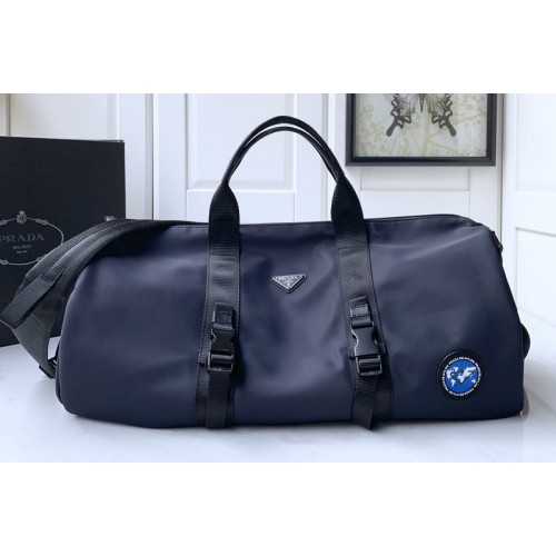 Prada 2VC015 Nylon and Saffiano leather duffel bag in Blue Nylon Prada 2VC015 Nylon and Saffiano leather duffel bag in Blue Nylon
