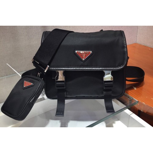 Prada 2VD034 Nylon Cross-Body Bag in Black Nylon With Logo Prada 2VD034 Nylon Cross-Body Bag in Black Nylon With Logo