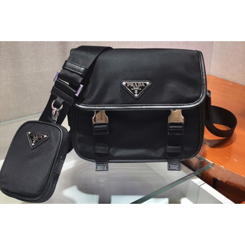 Prada 2VD034 Nylon Cross-Body Bag in Black Nylon With Black Logo