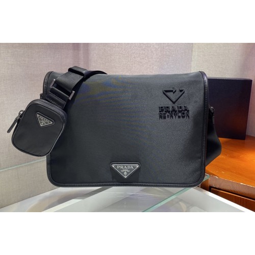Prada 2VD039 Re-Nylon and Saffiano leather shoulder bag in Black nylon