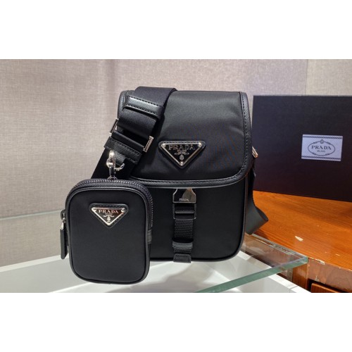 Prada 2VD043 Re-Nylon and Saffiano leather shoulder bag in Black nylon