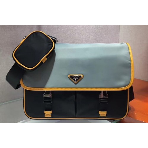 Prada 2VD768 Nylon and Saffiano leather shoulder bags Gray Black Nylon