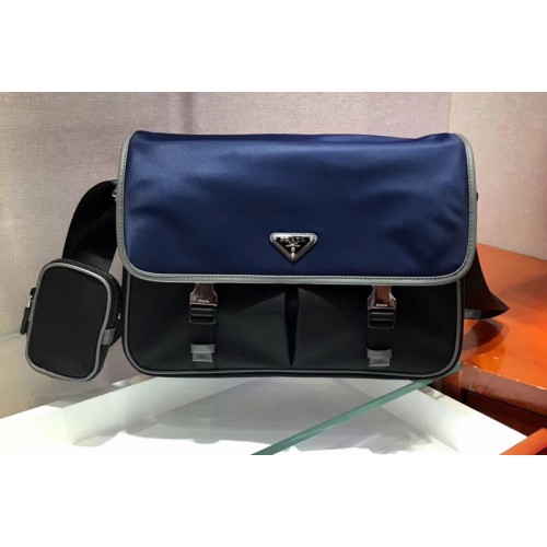 Prada 2VD768 Nylon and Saffiano leather shoulder bags Blue Black Nylon Prada 2VD768 Nylon and Saffiano leather shoulder bags Blue Black Nylon