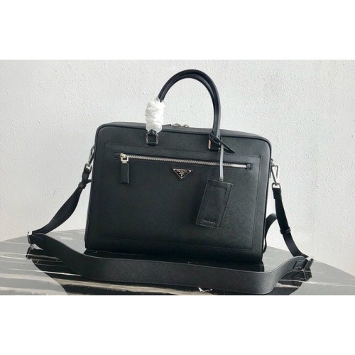 Prada 2VE016 Saffiano Leather Briefcase Bag in Black Saffiano leather Prada 2VE016 Saffiano Leather Briefcase Bag in Black Saffiano leather