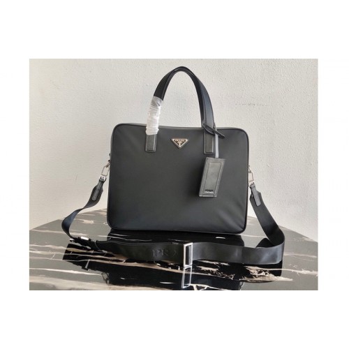 Prada 2VE368 Saffiano Leather Briefcase In Black Saffiano Leather