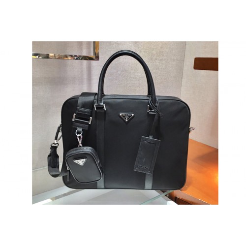 Prada 2VE871 Nylon Briefcase in Black Nylon