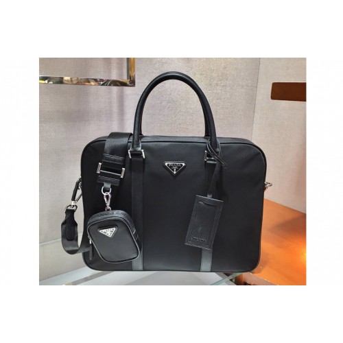 Prada 2VE871 Re-Nylon and Saffiano leather briefcase Bag in Black Nylon and Leather Prada 2VE871 Re-Nylon and Saffiano leather briefcase Bag in Black Nylon and Leather