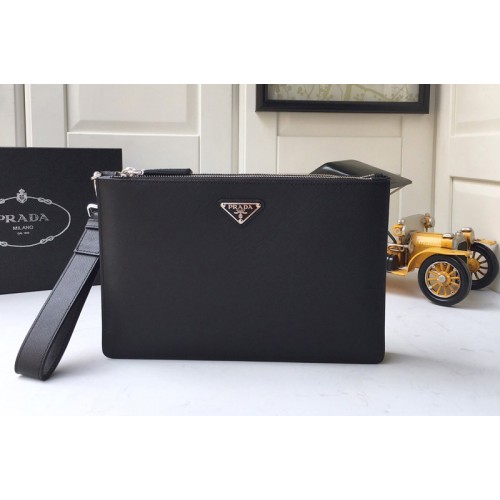 Prada 2VF024 Saffiano Leather Clutch in Black Saffiano leather