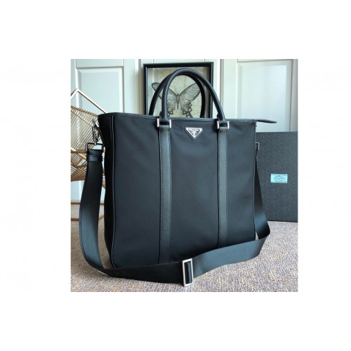 Prada 2VG034 Nylon And Saffiano Leather Tote bag in Black Nylon and Leahter