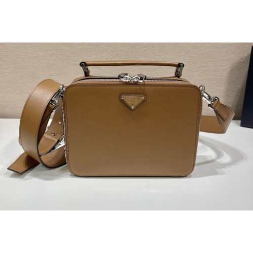 Prada 2VH069 Prada Brique brushed leather bag in Cinnamon Leather Prada 2VH069 Prada Brique brushed leather bag in Cinnamon Leather