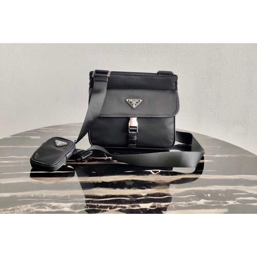 Prada 2VH110 Nylon Cross-Body Bag in Black Nylon