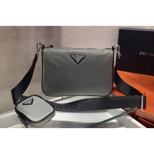 Prada 2VH113 Nylon Cross-Body Bag in Gray Nylon