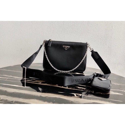 Prada 2VH113 Nylon Cross-Body Bag in Black Nylon