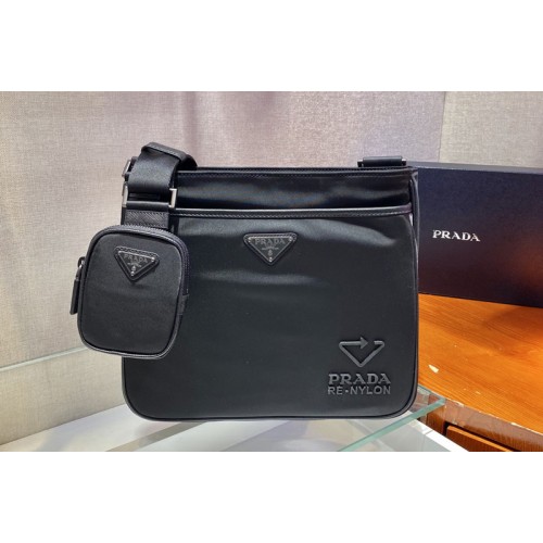 Prada 2VH118 Re-Nylon and Saffiano leather shoulder bag in Black nylon