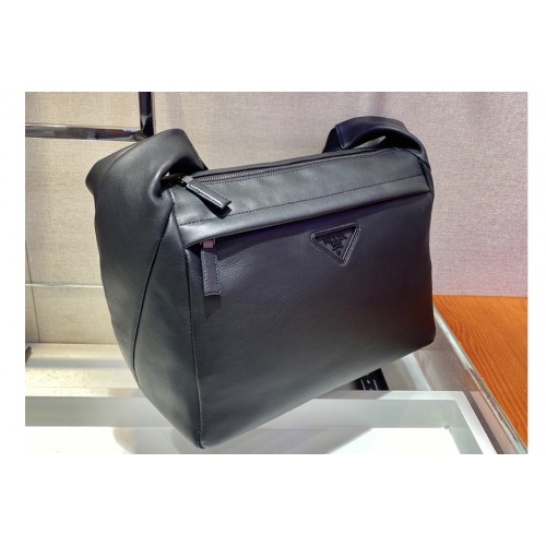 Prada 2VH125 Leather shoulder bag in Black soft leather