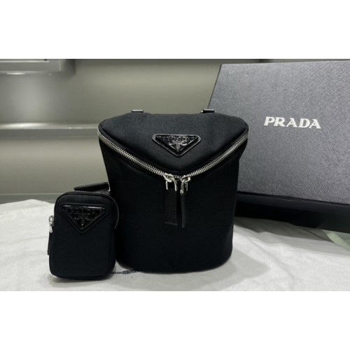 Prada 2VH147 Re-Nylon and leather shoulder bag on Black Nylon