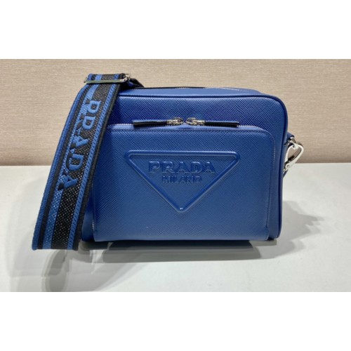 Prada 2VH152 Saffiano leather shoulder bag in Blue Leather Prada 2VH152 Saffiano leather shoulder bag in Blue Leather