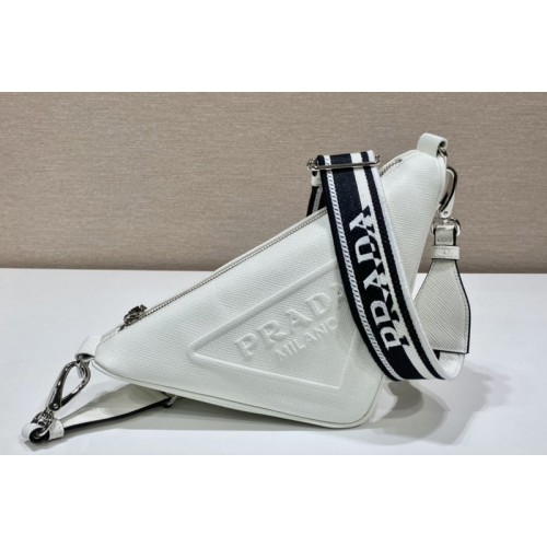 Prada 2VH155 Saffiano Prada Triangle bag in White Leather