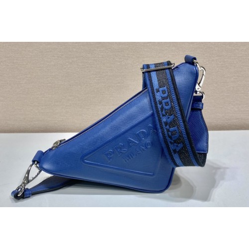 Prada 2VH155 Saffiano Prada Triangle bag in Blue Leather Prada 2VH155 Saffiano Prada Triangle bag in Blue Leather
