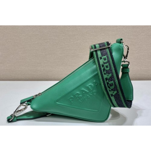Prada 2VH155 Saffiano Prada Triangle bag in Green Leather Prada 2VH155 Saffiano Prada Triangle bag in Green Leather