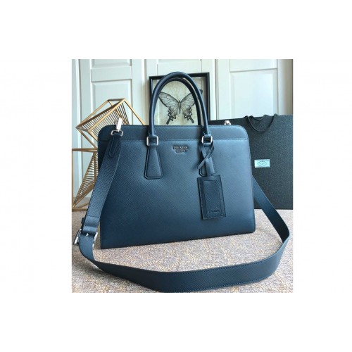 Prada 2VN006 Saffiano leather briefcase Blue Saffiano Cuir leather Prada 2VN006 Saffiano leather briefcase Blue Saffiano Cuir leather