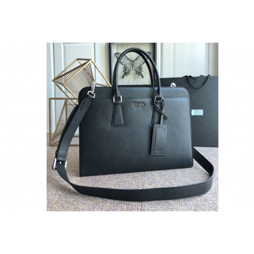 Prada 2VN006 Saffiano leather briefcase Black Saffiano Cuir leather Prada 2VN006 Saffiano leather briefcase Black Saffiano Cuir leather