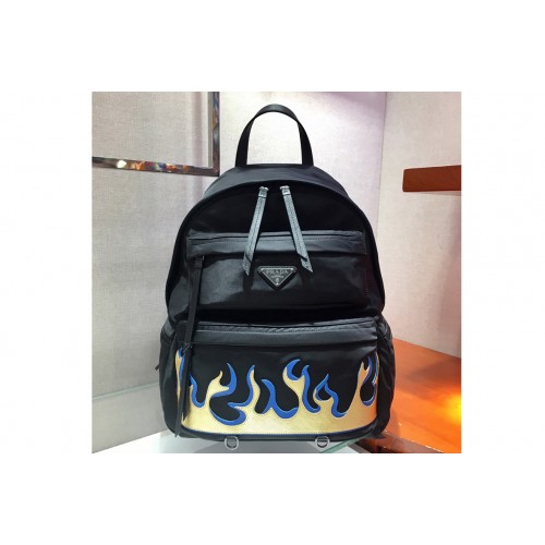 Prada 2VZ025 Printed technical fabric backpack Black Technical fabric