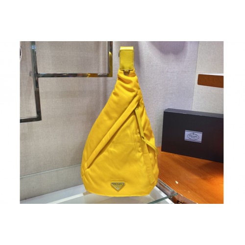 Prada 2VZ092 Re-Nylon and leather backpack in Yellow Nylon Prada 2VZ092 Re-Nylon and leather backpack in Yellow Nylon