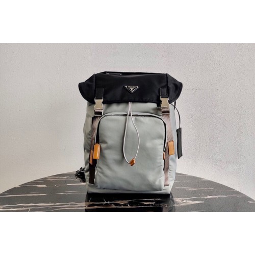 Prada 2VZ135 Nylon Backpack in Gray Black Nylon