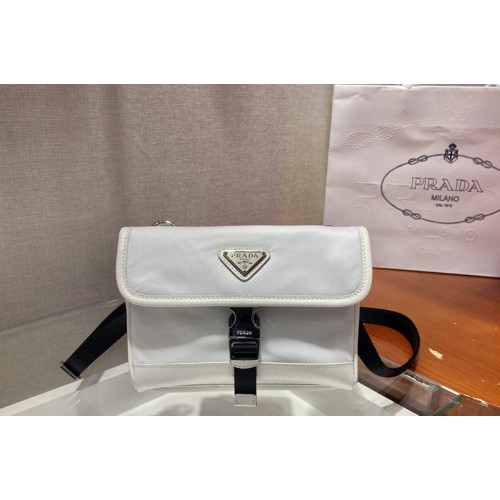 Prada 2ZH108 Nylon and Saffiano Leather Smartphone Case in White Nylon