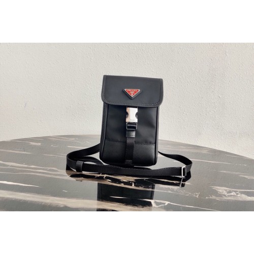 Prada 2ZH109 Nylon and Saffiano Leather Smartphone Case in Black Black Nylon Leather