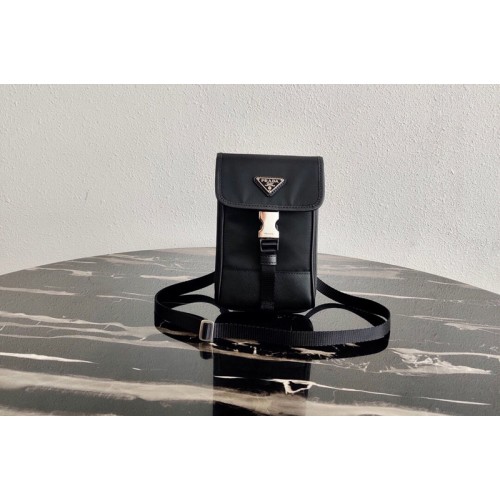 Prada 2ZH109 Nylon and Saffiano Leather Smartphone Case in Black Black Nylon Leather