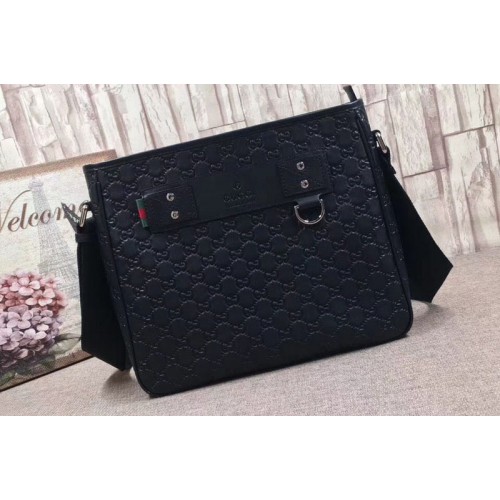Gucci Message Bag Signature Leather Black Gucci Message Bag Signature Leather Black