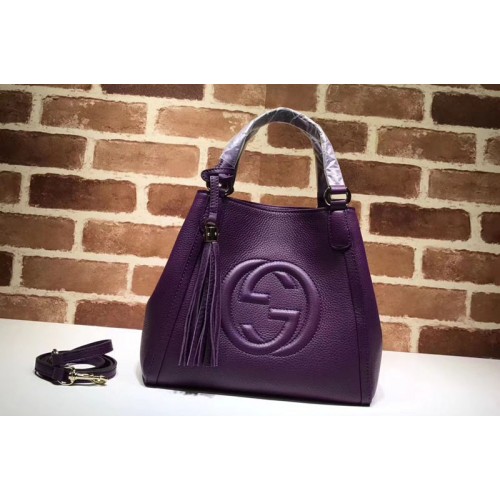 Gucci Soho Grainy Leather Shoulder Bags Purple