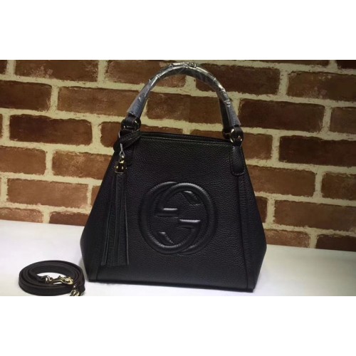 Gucci Soho Grainy Leather Shoulder Bags Black