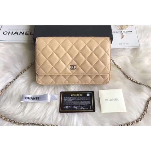 Chanel WOC Original Sheepskin Leather Flap Cross-body bags CF33814 Tan Silver Chain