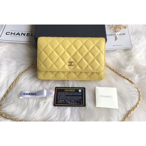 Chanel WOC Original Sheepskin Leather Flap Cross-body bags CF33814 Lemon Gold Chain