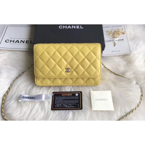 Chanel WOC Original Sheepskin Leather Flap Cross-body bags CF33814 Lemon Silver Chain