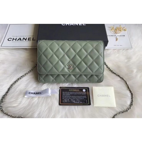 Chanel WOC Original Sheepskin Leather Flap Cross-body bags CF33814 Green Silver Chain