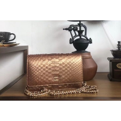 Chanel WOC Original Python Leather Flap Cross-body bags 33814 Champagne