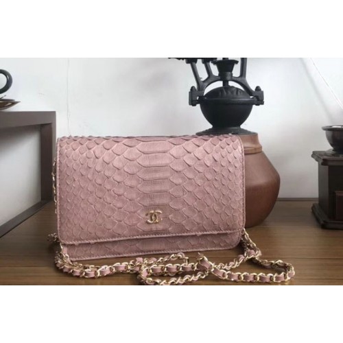 Chanel WOC Original Python Leather Flap Cross-body bags 33814 Pink