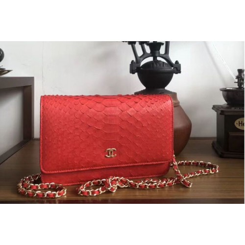 Chanel WOC Original Python Leather Flap Cross-body bags 33814 Red