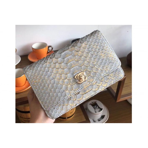 Chanel WOC Original Python Leather Flap Cross-body bags 33814 Grey/Gold
