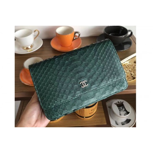 Chanel WOC Original Python Leather Flap Cross-body bags 33814 Green