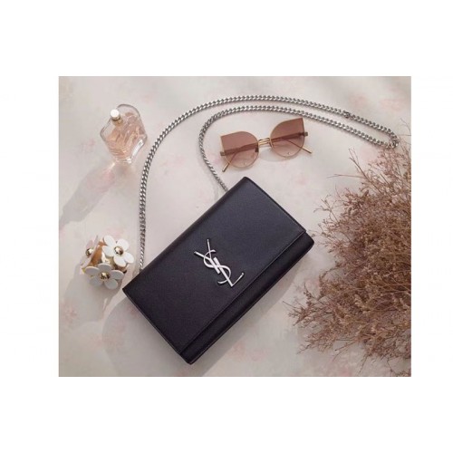 YSL Classic Medium Monogram Chain Satchel Bag Silver Chain YSL Classic Medium Monogram Chain Satchel Bag Silver Chain