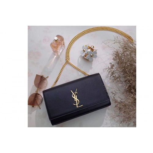 YSL Classic Medium Monogram Chain Satchel Bag Black Leather Gold Chain YSL Classic Medium Monogram Chain Satchel Bag Black Leather Gold Chain