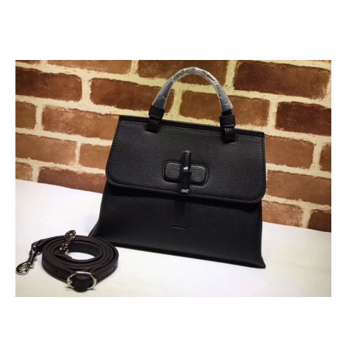 Gucci Bamboo Daily Leather Top Handle Bag Black